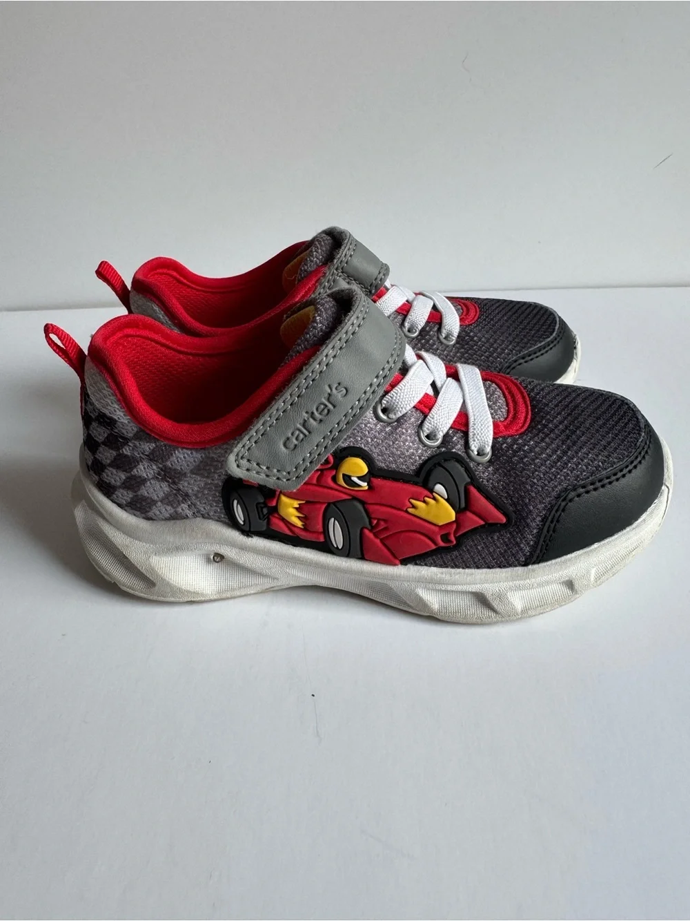 Carter's Gray & Red Race Car Slip-On and Light-up Sneakers